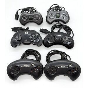 LOT of 6 Sega Genesis Controllers OEM & Third Party 3 / 6 Button Untested